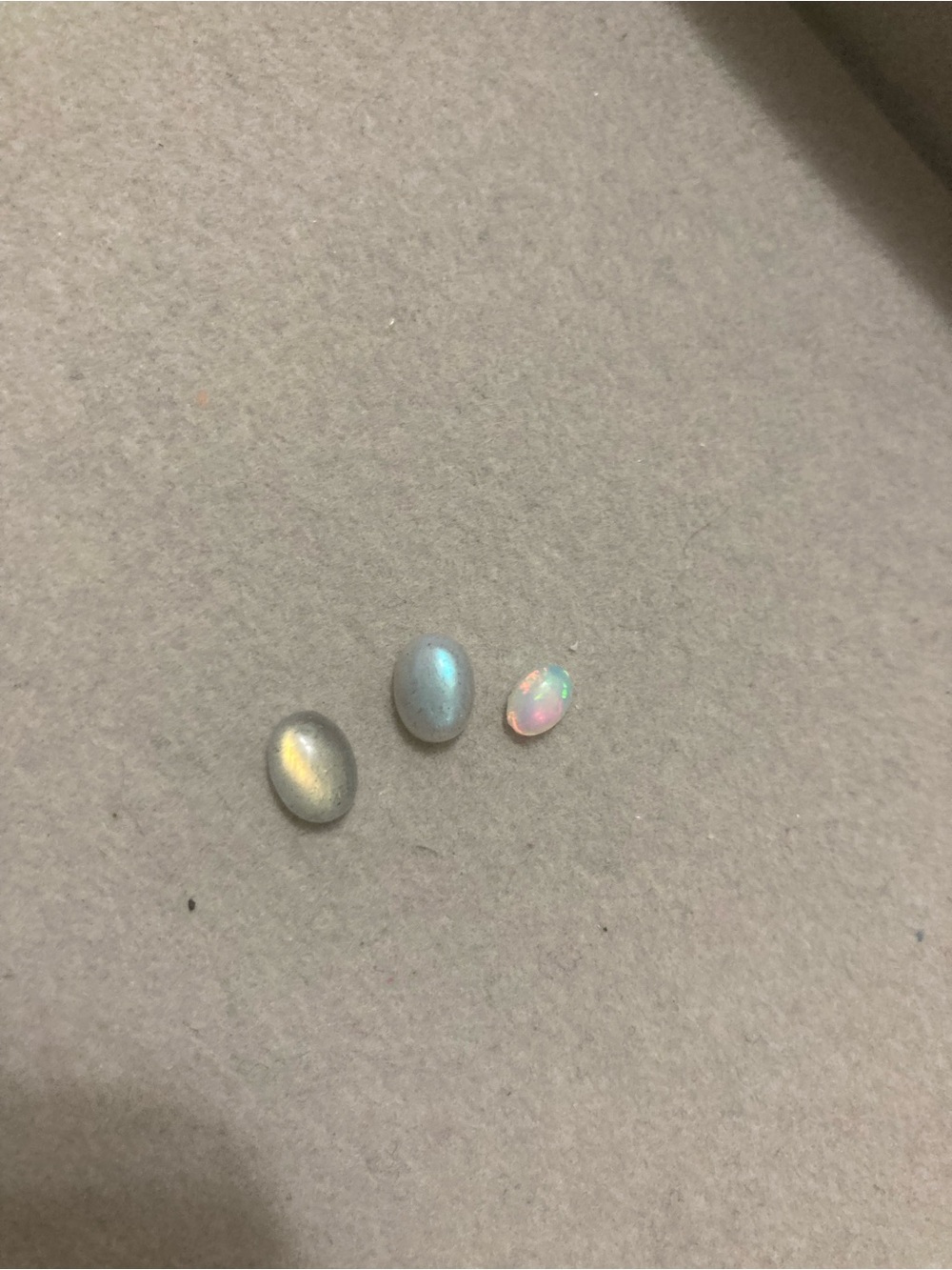 Opal Cabochon Trio - Iridescent Blue and Pink Opal Gemstones